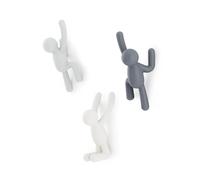 Lot de 3 patères murales avec fixations assortis gris Buddy Hook - Umbra - Gris - Plastique Gris
