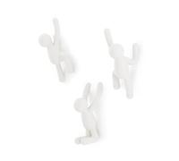 Umbra Buddy Hooks assorted. Crochets muraux Buddy de Umbra - Porte-manteau mural décoratif, ensemble de 3, blancs, 20 X 7.6