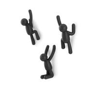 Umbra Buddy Hooks. Crochets muraux Buddy - Porte-manteau décoratif. lot de 3 patères murales. Noirs