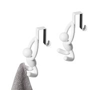 Umbra Buddy Patère Antidérapant Dessus de Porte, Lot de 2, Blanc | Mousse protectrice, installation sans outil, gain de place, compatible cuisine et salle de bain, Plastique recyclé