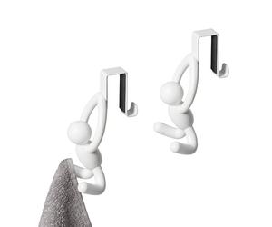 Umbra Buddy Patère Antidérapant Dessus de Porte, Lot de 2, Blanc | Mousse protectrice, installation sans outil, gain de place, compatible cuisine et salle de bain, Plastique recyclé