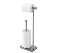 Umbra Cappa Support Porte-Papier Toilette avec réserve, autoportant, Nickel | Acier, jusqu'à trois rouleaux, base surélevée, design minimaliste, rangement vertical compact