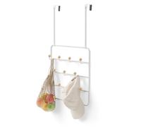 Patère de porte 14 accroches en bois et métal blanc 60.3x10.8x36.2cm ESTIQUE