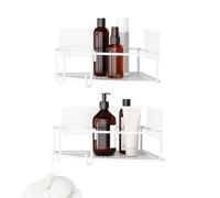 Umbra Cubiko Étagère d'angle Fixation Adhésive, Lot de 2, Blanc | Acier inoxydable, supporte 4,5 kg, compatible carrelage plâtre béton, design moderne, antirouille
