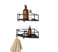 Umbra Étagère d'angle Cubiko — métal noir sans perçage avec crochets — Lot de 2