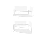 Umbra Cubiko Étagère d'angle sans perçage avec crochets, Lot de 2, Blanc