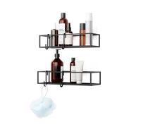 Umbra Cubiko - Lot de 2 étagères de Douche, Noir | Acier antirouille, supporte 4,5 kg, design fil courbé, compatible carrelage, plâtre et béton
