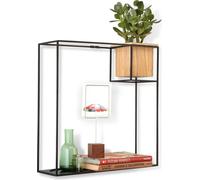 Umbra - Cubist Etagère murale avec un grand conteneur en bois, sable / noir