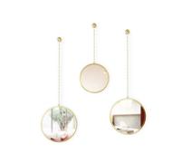Umbra Dima Mirror. Lot de 3 Miroirs Ronds Dima, Suspendus, Coloris Doré. Dim de Chaque Miroir 24x24x8cm
