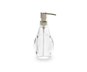 Umbra Droplet Pompe à Savon, Distributeur en Acrylique moulé, Transparent | Silhouette de goutte d'eau, réservoir rechargeable, pression facile, pour lavabo ou évier, s'essuie facilement