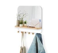Umbra Estique Miroir avec Crochets, Blanc