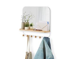 Umbra Estique Miroir avec Crochets, Blanc