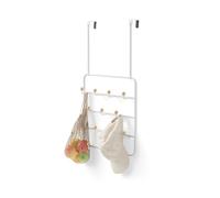 Patère de porte 14 accroches en bois et métal blanc 60.3x10.8x36.2cm ESTIQUE