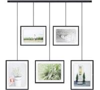 Umbra Exhibit Foto Collage Bilderrahmen, Horizontal, Schräg, Für 5 Fotos, Kunstdrucke, Bilder, Schwarz, Glas, 1013426-040