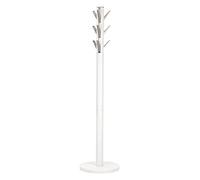 Umbra Flapper Portemanteau sur pied, 9 crochets rabattables, Blanc | Bois d'hévéa, 2,3 kg par patère, 45 kg total, rangement entrée, 165 cm de haut, 57 cm diamètre, patères rabattables