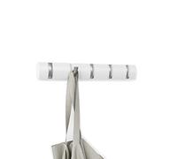 Umbra Flip 5 patères - Nickel porte-manteau moderne, simple et peu encombrant avec 5 crochets mobiles pour vestes, manteaux, écharpes, sacs à main et plus, blanc brillant