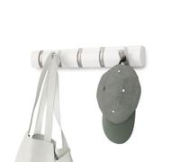 Umbra Flip 5 patères - Nickel porte-manteau moderne, simple et peu encombrant avec 5 crochets mobiles pour vestes, manteaux, écharpes, sacs à main et plus, blanc brillant