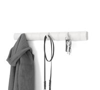 Umbra Flip Patère murale, 8 crochets, Blanc | Bois de pin, fixation murale incluse, gain de place, multi usage, notice et visserie fournies, pour manteaux écharpes sacs