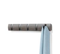 Umbra Flip Patère Portemanteau Moderne, Simple et Peu encombrant, avec 5 Crochets Mobiles pour Vestes, Manteaux, écharpes, Sacs à Main, etc, Poplar, Gris/argenté, 5er