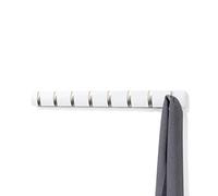 Umbra - Flip - Porte-manteaux - 8 têtes - Blanc | Bois de pin, fixation murale incluse, gain de place, multi usage, notice et visserie fournies, pour manteaux écharpes sacs