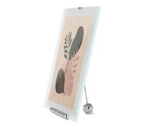 Umbra Flute Cadre photo verre strié, pour 20x25 cm, sur pied, Chrome | Acier, embouts sculpturaux cannelés, diamètre 2,5 cm, longueur télescopique, quincaillerie de montage incluse