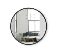 Umbra Hub Miroir Mural Oval avec Cadre en Caoutchouc pour Salon, Salle De Bain, Chambre, Entrée et Bien Plus Encore, Noir, 46x61cm