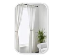 Umbra Hub Miroir Mural Rectangle Avec Cadre En Caoutchouc Pour Salon, Salle De Bain, Chambre, Entrée et Bien Plus Encore, Blanc, 61x91cm