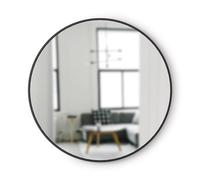 Umbra Hub Miroir Mural Rond avec Cadre en Caoutchouc pour Salon, Salle De Bain, Chambre, Entrée et Bien Plus Encore, Noir, 91cm