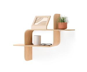 Umbra Montage Étagère murale, Fixation Horizontale Verticale, Naturel | Supporte jusqu'à 6,8 kg, design géométrique audacieux, rangement pour objets décoratifs