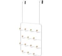 Patère de porte 14 accroches en bois et métal blanc 60.3x10.8x36.2cm ESTIQUE