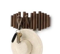 Portes manteaux en bois naturel 5 crochets Picket - Umbra - Marron - Bois Marron