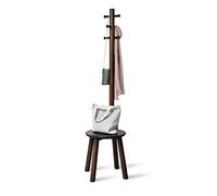 Umbra Porte-manteau Pillar avec tabouret intégré Noir/Noyer 165 x 50 x 50 cm
