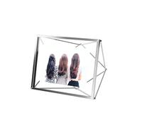 Umbra Prisma Cadre Photo support mural, 10x15 cm, Chrome | Acier, structure géométrique en profondeur, images en suspension 3D, compatible formats portrait et paysage, entretien facile