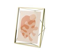 Umbra Prisma Cadre Photo support mural, 20x25 cm, Laiton | Acier, structure géométrique en profondeur, images en suspension 3D, compatible formats portrait et paysage, entretien facile