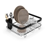 UMBRA Sinkin multi use black. Grand égouttoir à vaisselle Sinkin, avec porte-couverts amovible et base extensible pour séchage au-dessus de l'évier. Noir