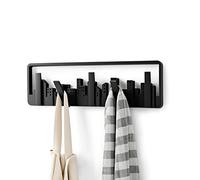 Umbra Skyline Portemanteau mural, 5 crochets rabattables, Noir | Supporte 2 kg par crochet, matériel de montage inclus, design urbain, décoration murale, Plastique recyclé