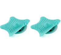 UMBRA Starfish. Filtre à bonde de Douche et Bain Starfish. Coloris Bleu Turquoise. Dimension 16.5x16.5x1.3cm. (Lot de 2)