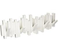 Umbra Sticks Multi Rack Moderne, Unique, Gain de place, Cintre avec 5 Crochets Rabattables pour accrocher manteaux, écharpes, sacs à main et plus encore, Blanc