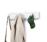 Umbra Sticks Patère murale, 8 Crochets Rétractables, Blanc | Chaque crochet supporte 2,3 kg, visserie et notice incluses, design sculptural pour entrée ou chambre, Plastique recyclé