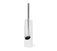 Umbra Touch Brosse de Toilette Base lestée, 9 cm x 44, 5 cm, Blanc | Finition mate et douce, compact pour petits espaces, manche chromé, poils denses, facile à nettoyer, abs