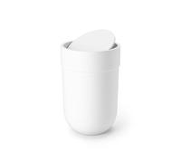 Umbra Touch Poubelle Salle de Bain, 6L, Couvercle Bascule, Blanc | Finition mate douce, lignes courbes, compacte, dimensions 19 x 30 cm, pour déchets secs, Plastique recyclé