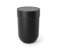 Umbra Touch Poubelle Salle de Bain, 6L, Couvercle Bascule, Noir | Finition mate douce au toucher, dimensions 19 x 30 cm, usage polyvalent, plastique recyclé