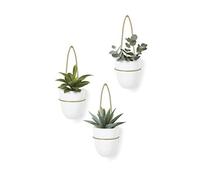 Umbra Tria Lot de 3 pots de fleurs d'intérieur à suspendre Blanc/laiton