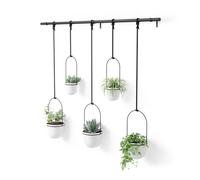 Umbra Triflora Ensemble de 5 pots suspendus, Ajustable Jardinière d'intérieure Suspendue avec Rails, Blanc