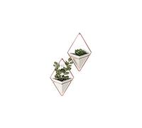 Umbra Trigg Jardinière Suspendue et Décoration Murale Géométrique Pour Petite Plante, Plante Succulente et Bien Plus Encore, Béton/Cuivre, Lot de 2