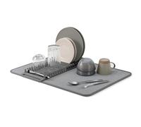 Umbra Udry Égouttoir et Tapis Vaisselle, Tout en Un Pliable, Gris foncé | Microfibre absorbante, protège plan de travail des rayures, lavable en machine, Plastique recyclé sans BPA