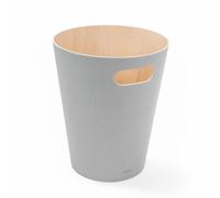 Umbra Woodrow Poubelle Ou Corbeille À Papier Moderne En Bois D'Une Capacité De 7,5 L Pour Salle De Bain, Bureau, et Bien Plus Encore, Hêtre Commun, Gris
