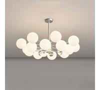 Umbratica Chandelier Spoutnik Globe Moderne, luminaire de la Table sur la Table, ajusté en Nickel brossé pour la Salle, Le Salon, l'îlot de Cuisine (6 lumières, crème)