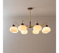 Umbratica Chandeliers Vintage, luminaire Pendentif Spoutnik Lights Merd Century Modern Plafond avec Abat-Jour en Verre, Pendentif Suspendu pour Cuisine, Chambre, Salle à Manger (3 lumières, Naturel)