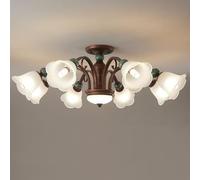 Umbratica Lustre de Salon de Campagne américaine, plafonnier rétro en Fer forgé à 8 têtes, lumière Principale Simple française, pour Hall, Salle à Manger, Chambre à Coucher, luminaire/8 têtes